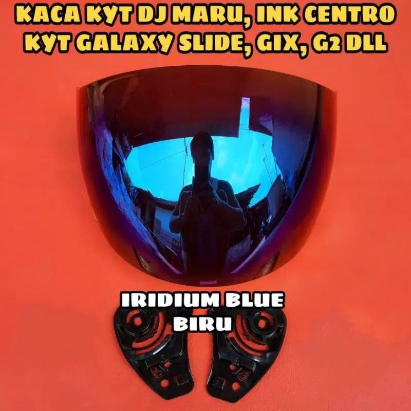 Kaca visor hlem iridium blue kyt DJ maru kyt  galaxy  ink centro kyt dj maru gratis dudukan Visor