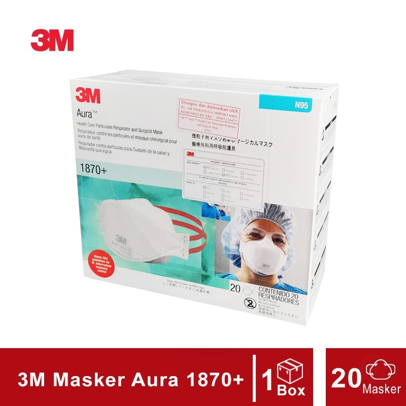 (Original) 3M Aura 1870+ Masker Medis Surgical Mask N95 - 1 Box [20 Masker] Exp Lama Termurah