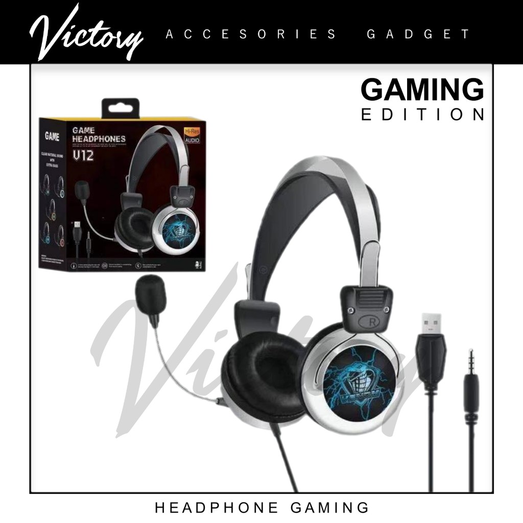 VICTORY Headphone Gaming Dual Mic / USB A + Jack 3.5mm