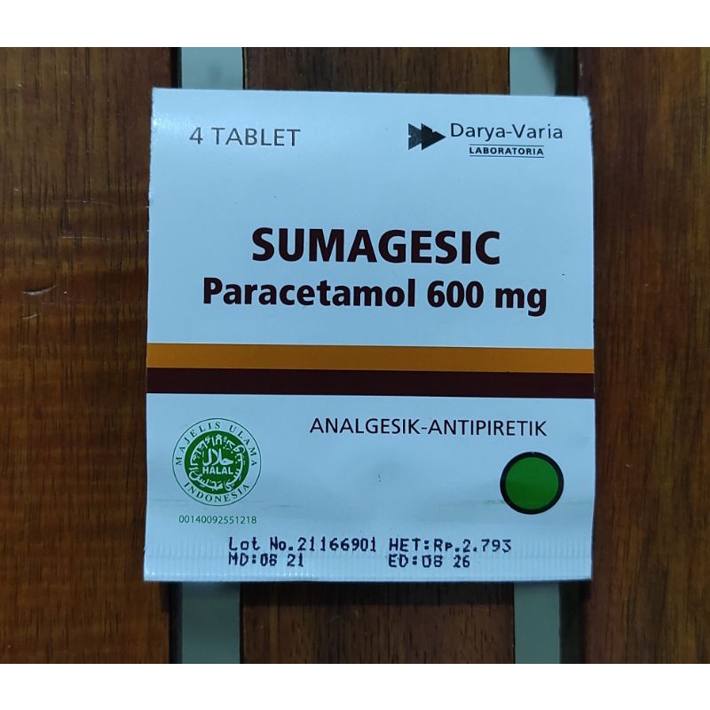 Sumagesic Paracetamol 600 Mg / 4 Tab / Penurun Panas / Sakit Kepala / Gigi / Nyeri / Mengigil