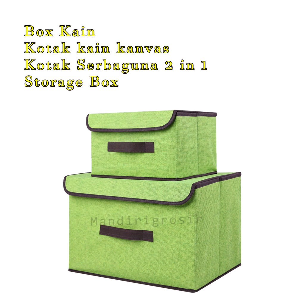 Kotak kain kanva * Box Kain * Kotak Serbaguna * 2 in 1 * Storage Box