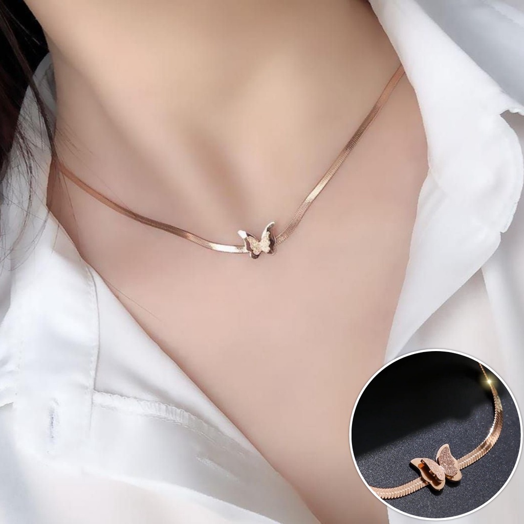 noin_acc Kalung Wanita Titanium Model butterfly Korean Style KT-038