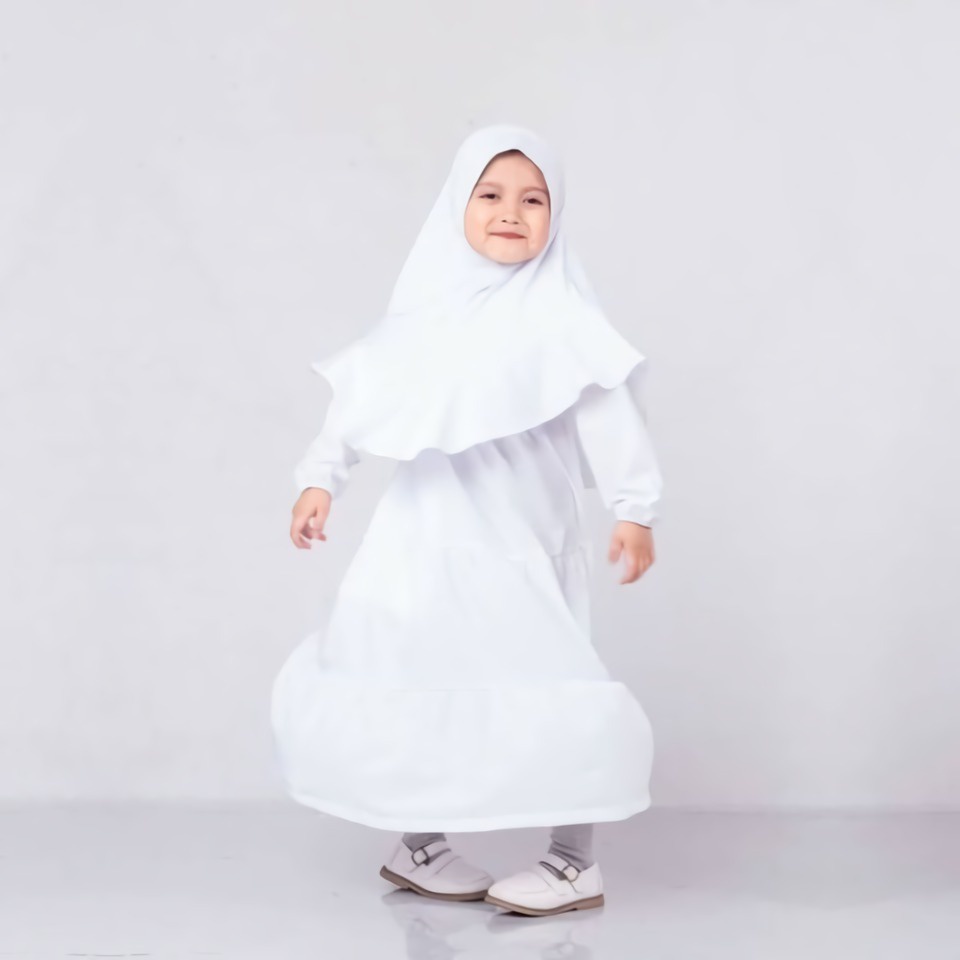 Gamis Ghania Set kids / Baju Anak Perempuan 3-4 Tahun / Gamis Satu Set Hijab/khimar / Gamis Putih Polos Anak / Gamis Tanggung 12 Tahun / Gamis anak terbaru 2021 / Baju Muslim Anak Polos / Gamis Anak Putih