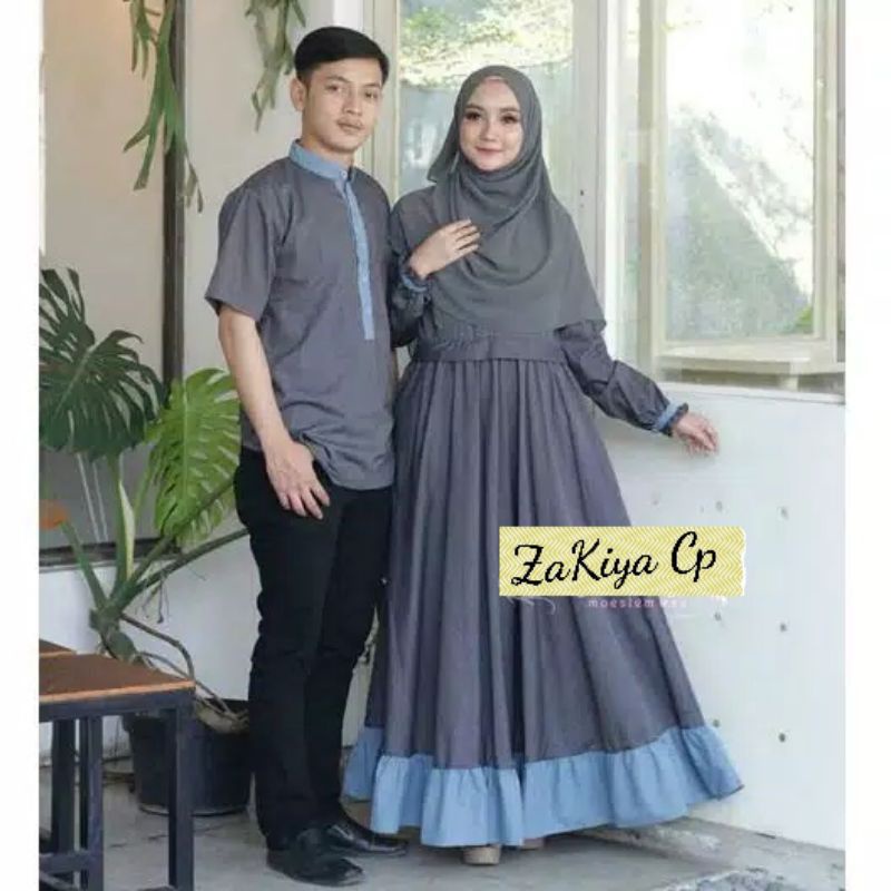Baju Gamis Couple Pasangan Kondangan Busui Polos Wanita Syari Model Arab Pria Wanita Bunda Mama Papa