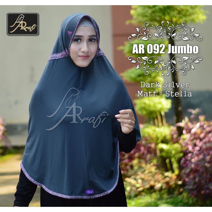 Promo!! Ar 092 Jumbo Jilbab Hijab Kerudung Bergo Arrafi Ar Rafi Serut Polos Terlaris!!