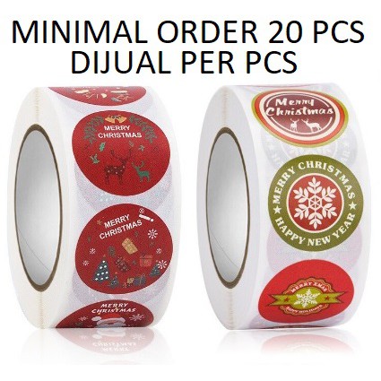 

MC010 Sticker Label Xmas Merah Santa Pohon Snowflake Stiker Kado Hadiah Natal Christmas Seal Kemasan Packing