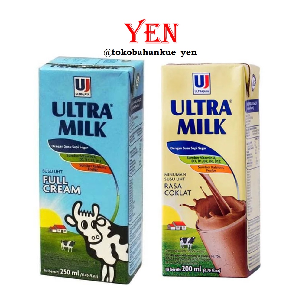 

Ultra Jaya Susu Full Cream Rasa Plain / Ultra UHT Milk Rasa Coklat / Cokelat / Chocolate 250ml