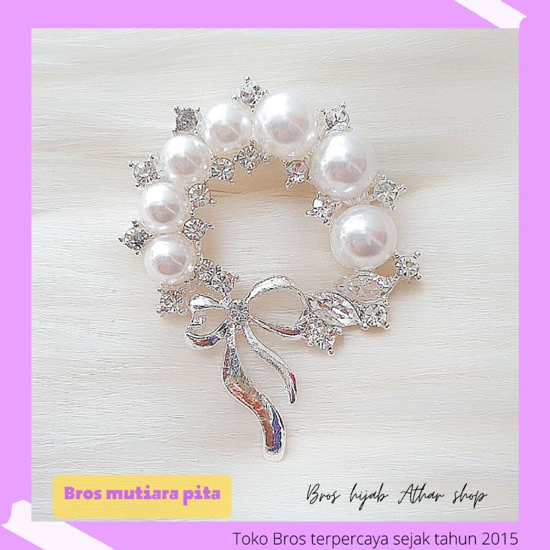 Athar shop COD Bros mutiara kristal fashion korea aksesoris fashion pin bros tuspin-Mp D silver