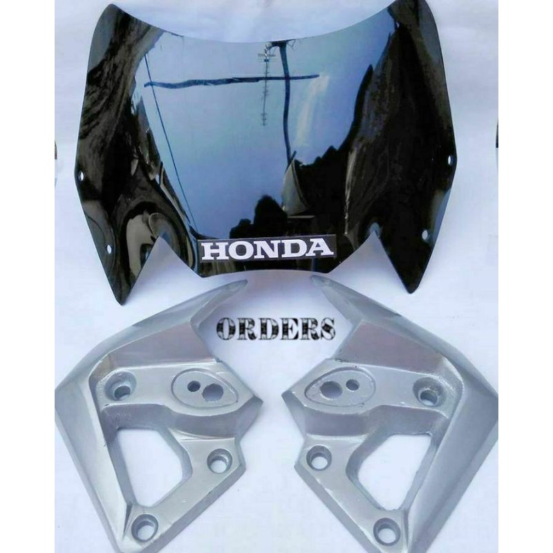 Visor Barong Kupingan Set Pangkon Lampu Tiger Revo Tirev Silver Kaca Hitam Poles Megapro ORIGINAL Mm