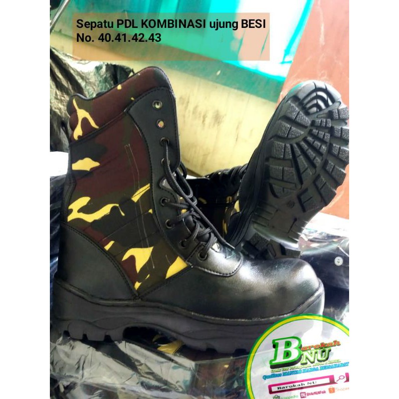 Sepatu PDL kombinasi loreng BANSER |SEPATU PDL LORENG BANSER | SEPATU HITAM BANSER