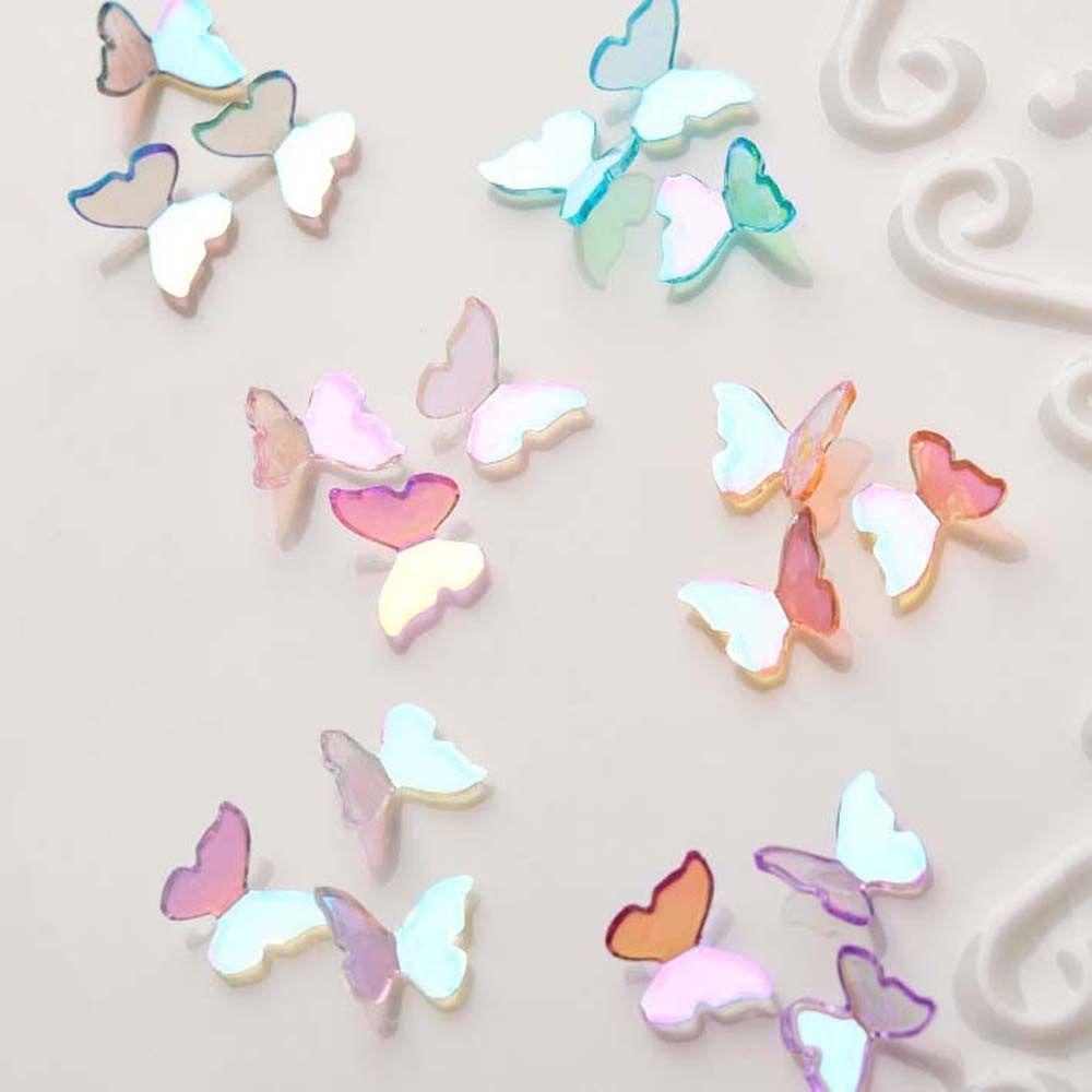 AUGUSTINA Agustina Hiasan Kuku Kupu-Kupu Fashion Symphony Sparkling Aurora Butterfly 3D Nail Jewelry