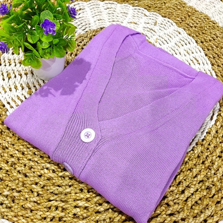 Long Cardy Kancing 3//Cardigan Saku//Cardigan Rajut Oversize-LILAC