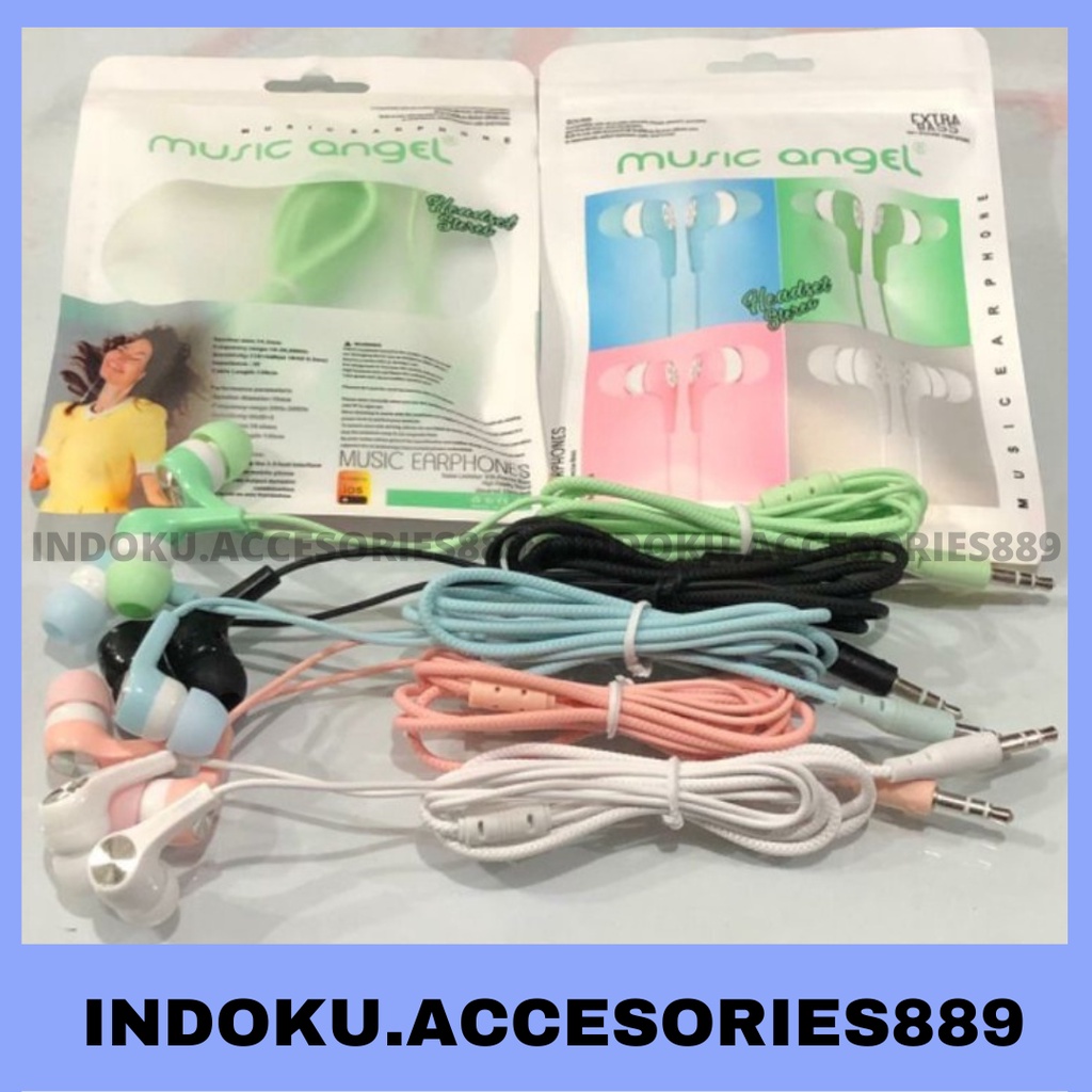 Headset Music Angel Macaron Original Warna Warni