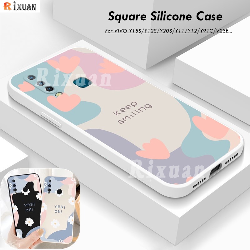 Fashion Daisy Soft Case Untuk VIVO Y36 V27e Y15S Y15A Y21S Y33S Y20 Y12S Y20s Y11 Y12 Y17 Y19 Y91C Y1S V11i Y91 Y93 Y95 Y30 V9 Tetap Tersenyum Ya OK Pola Soft Silicone Cover Rixuan