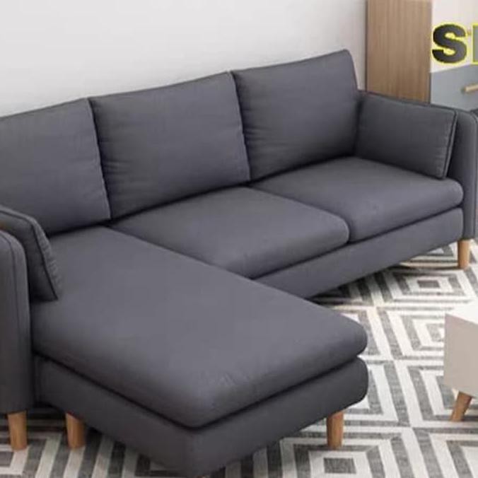 Jual Sofa Letter L Shape Abu/Sofa Minimalis/Sofa Ruang Tamu/Sofa Keluarga Cintakamarlika