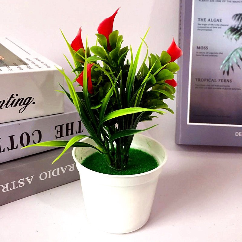 JM Pot Bunga Plastik / Tanaman Palsu / Bunga Hias Dekorasi Rumah Import Murah Jakarta PBP19-MERAH