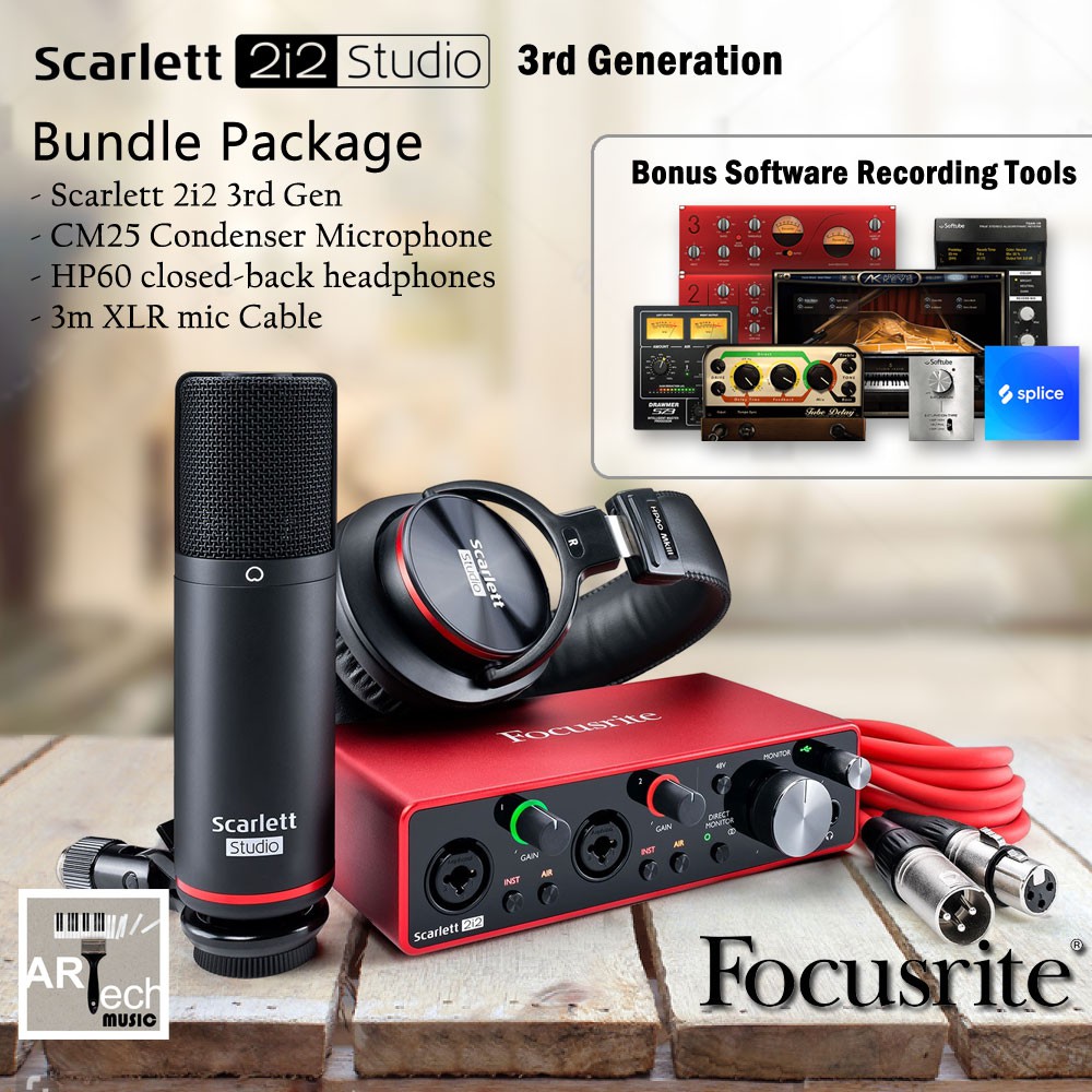 Focusrite Scarlett 2i2 Studio 3rd Gen Paket Rekaman Audio Interface Shopee Indonesia