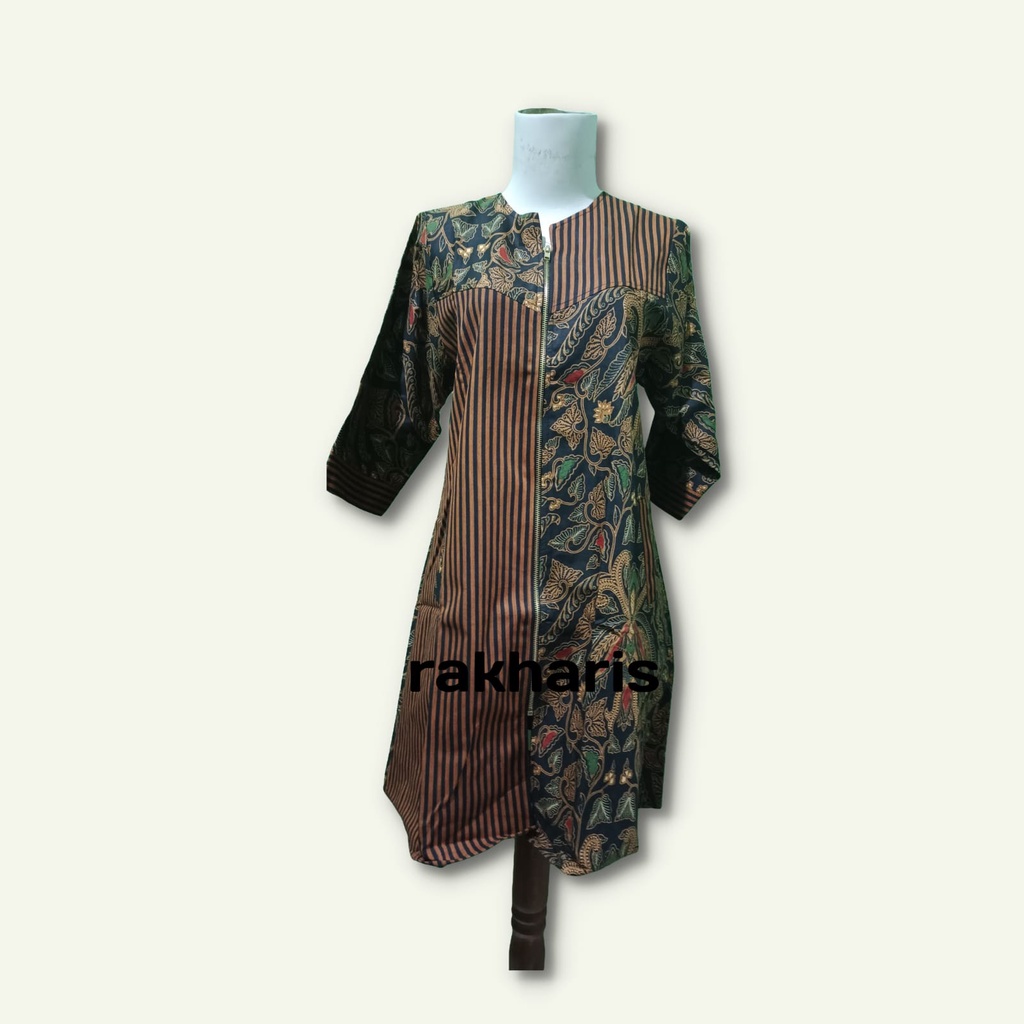 tunik batik cap kombinasi lurik furing trikot