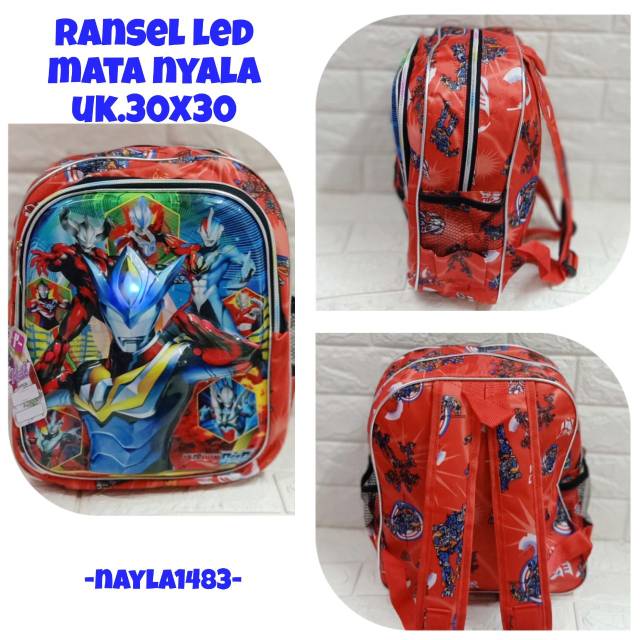 Tas ransel anak Ultraman Led gambar timbul