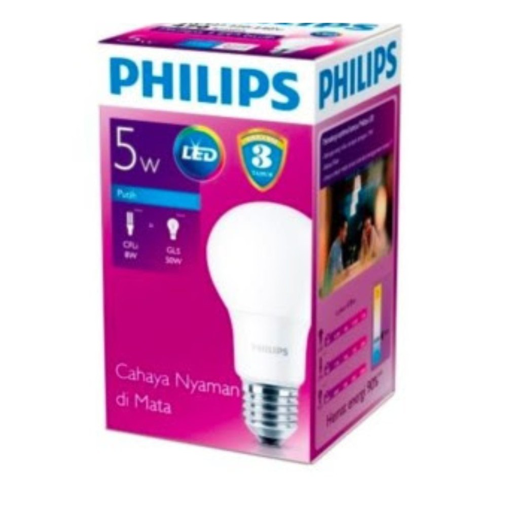 Promo Lampu LED Philips 5 watt  bohlam 5w   philips putih 5w  Bulb LED 5w Diskon