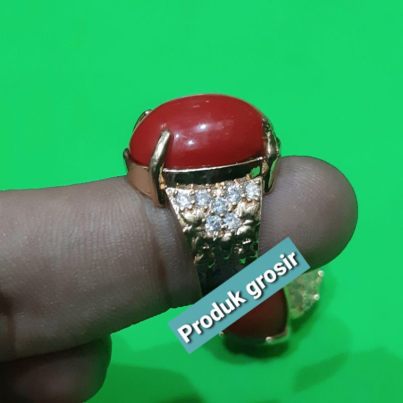 cincin batu marjan merah ring permata