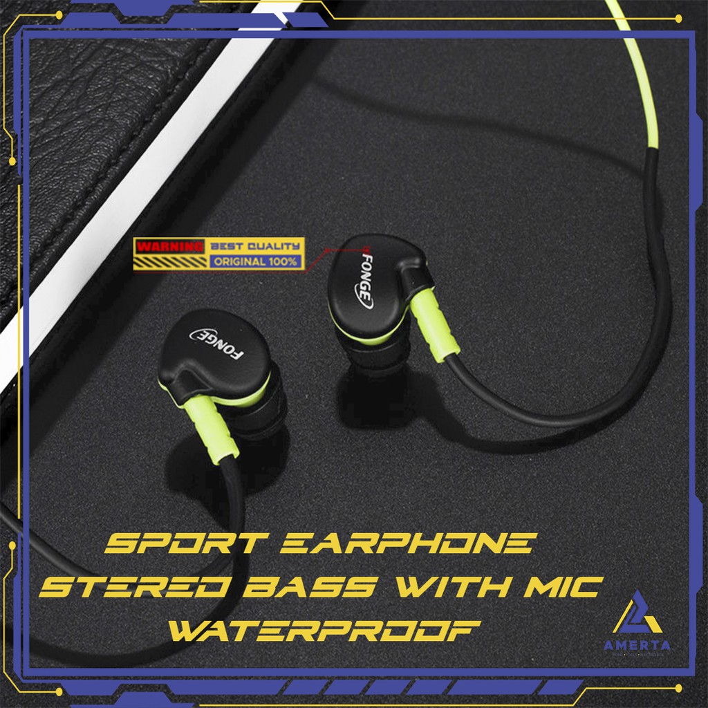 Fonge Sport Earphone with Microphone Stereo Bass Waterproof