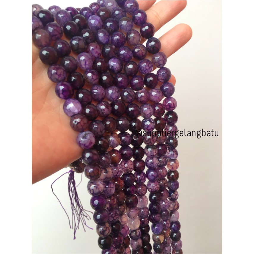 batu kecubung serat FACETED BEAD 10mm purple amethyst ungu kesehatan aksesoris fashion pernak pernik