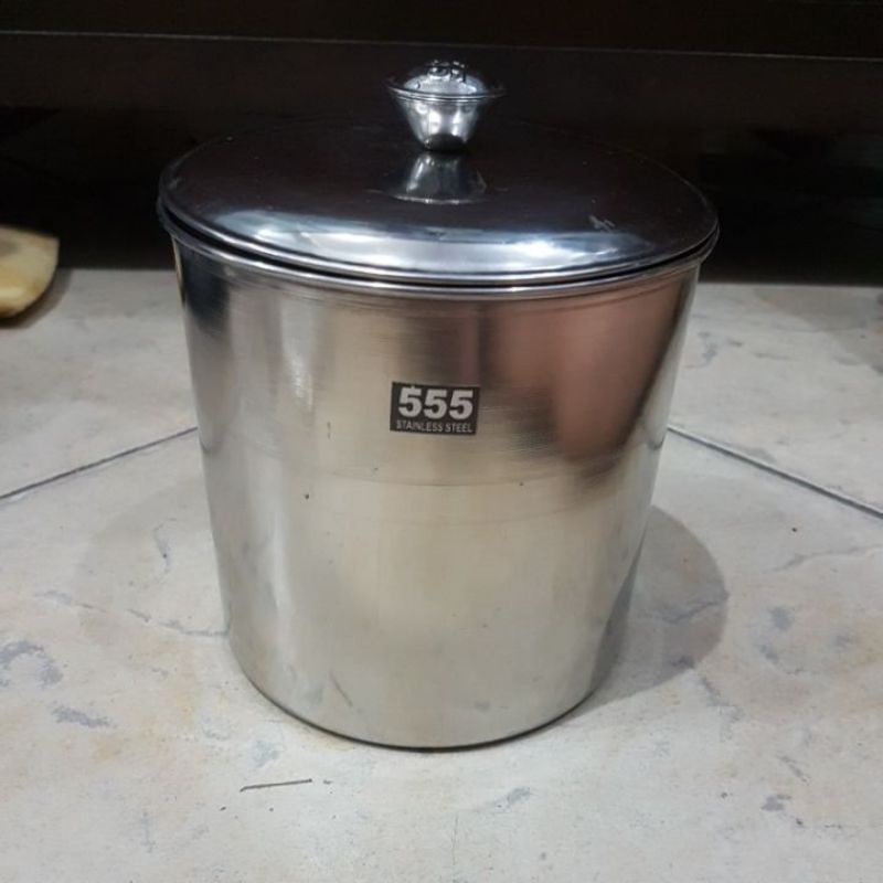 Cangkir tutup stainless steel 555 jumbo 14cm dan 10 cm tebal  murah