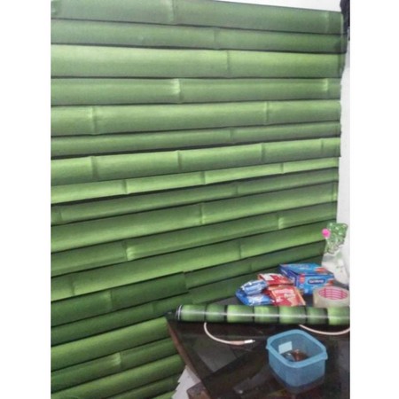 Wallpaper Bambu Rotan Hijau Padat IMPORT panjang 8M Real