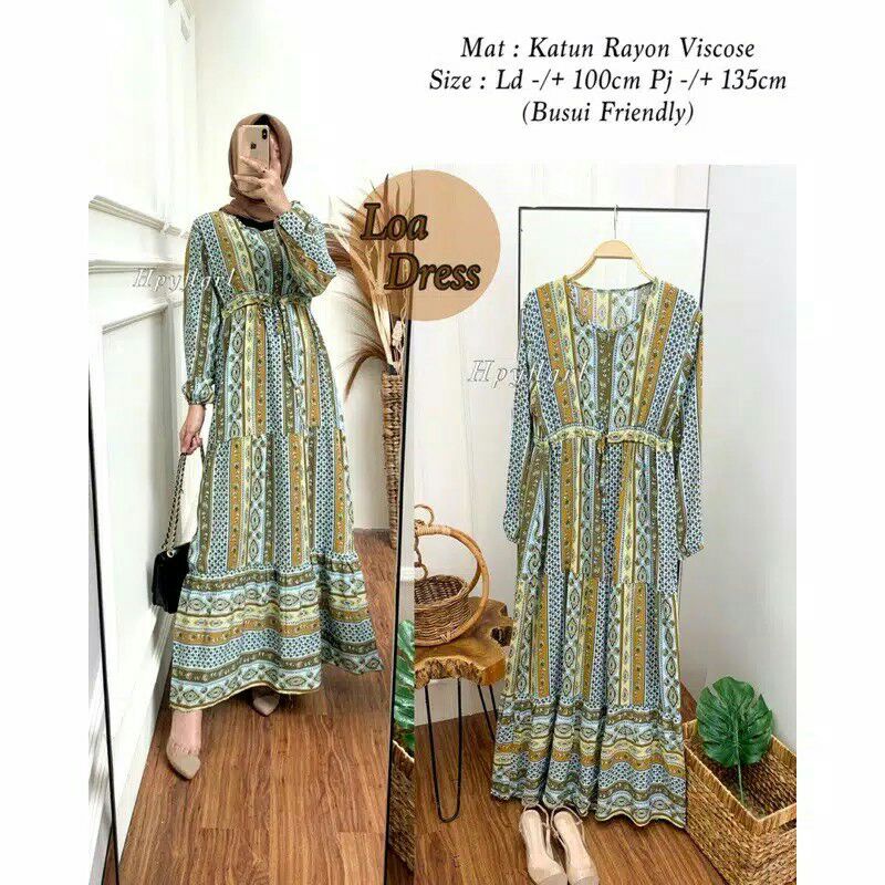 LOWA DRESS KATUN LD 100 CM DRESS WANITA DRESS MUSLIM WANITA PAKAIAN WANITA