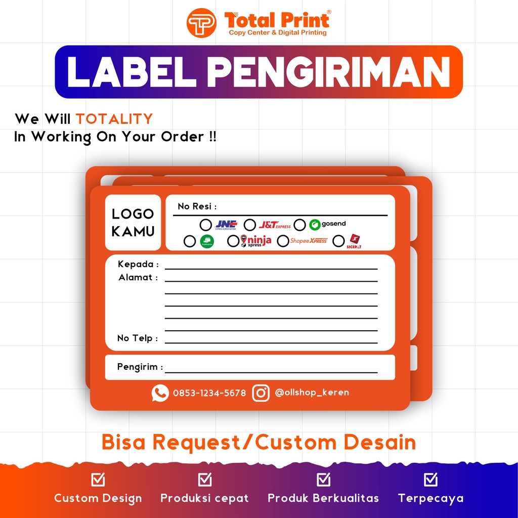 

STIKER LABEL PENGIRIMAN / LABEL PENGIRIMAN / STIKER PENGIRIMAN OLLSHOP / LABEL PENGIRIMAN ONLINE SHOP