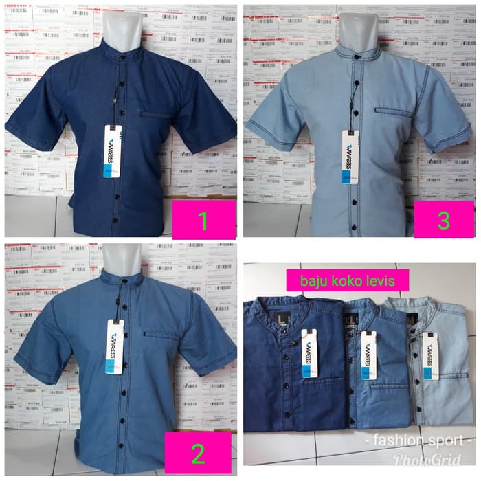 kemeja jeans wasses / baju koko levis kemeja denim pria premium