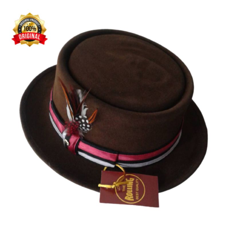 TOPI LAKEN FEDORA PROKPIE BROWN TERBARU TOPI LAKEN WOOLL IMPORT ORIGINAL THE ROLLING