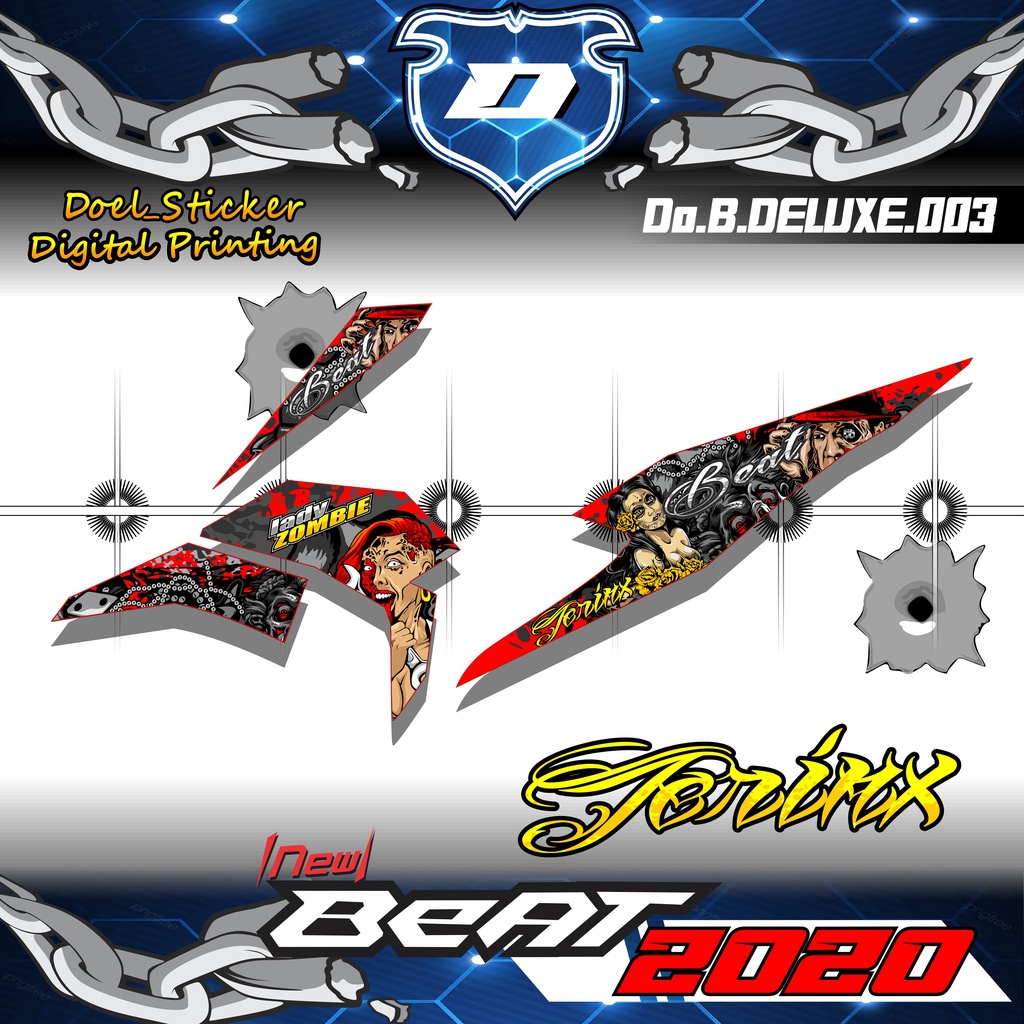 (COD) BEAT 2020 sticker striping stiker striping BEAT DELUXE,BEAT STREET,BEAT FI NEW 2020/2021 03 VARIASI MOTIF JERINK