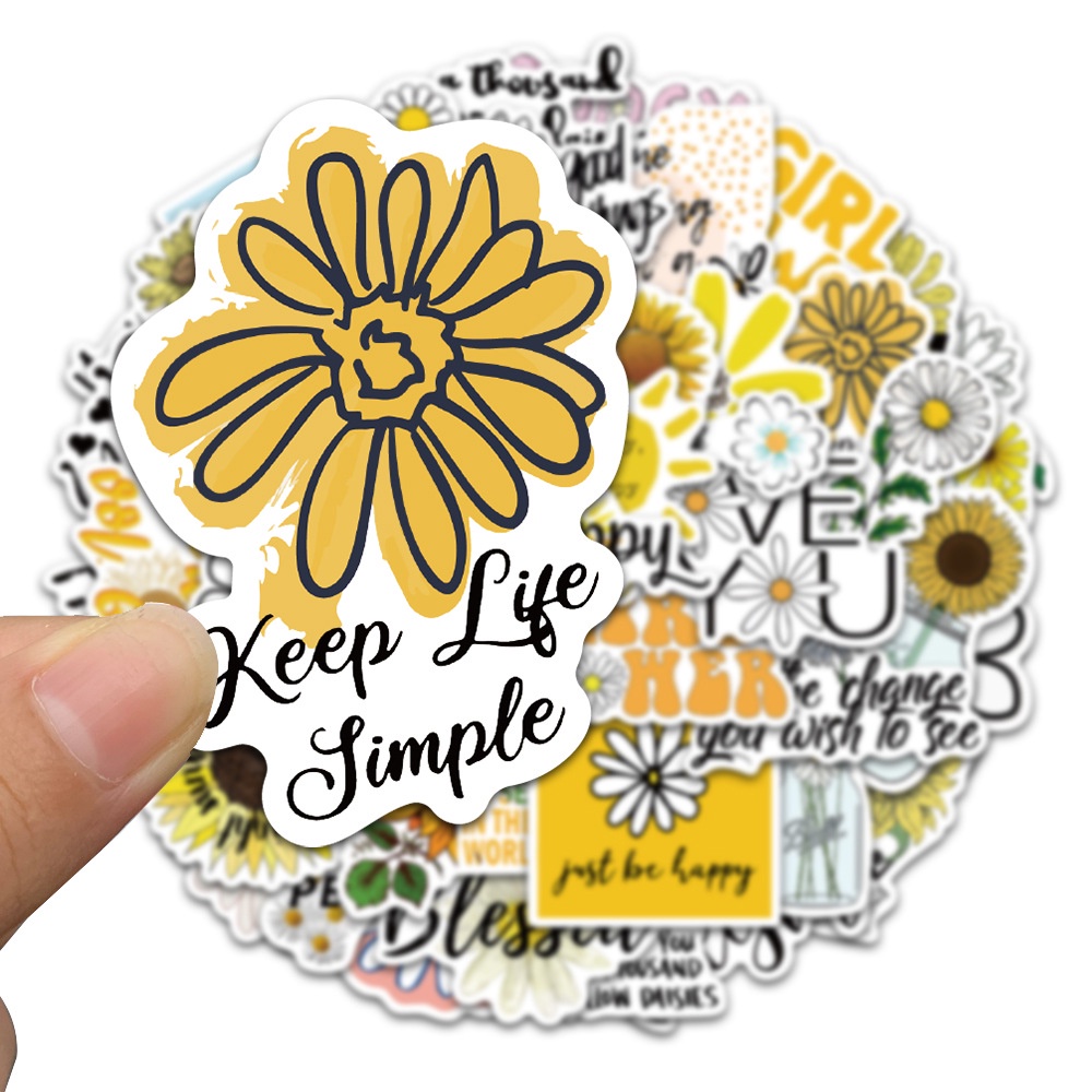 50pcs inspirational little daisy slogans graffiti stickers suitcase laptop skateboard guitar decoration stickers