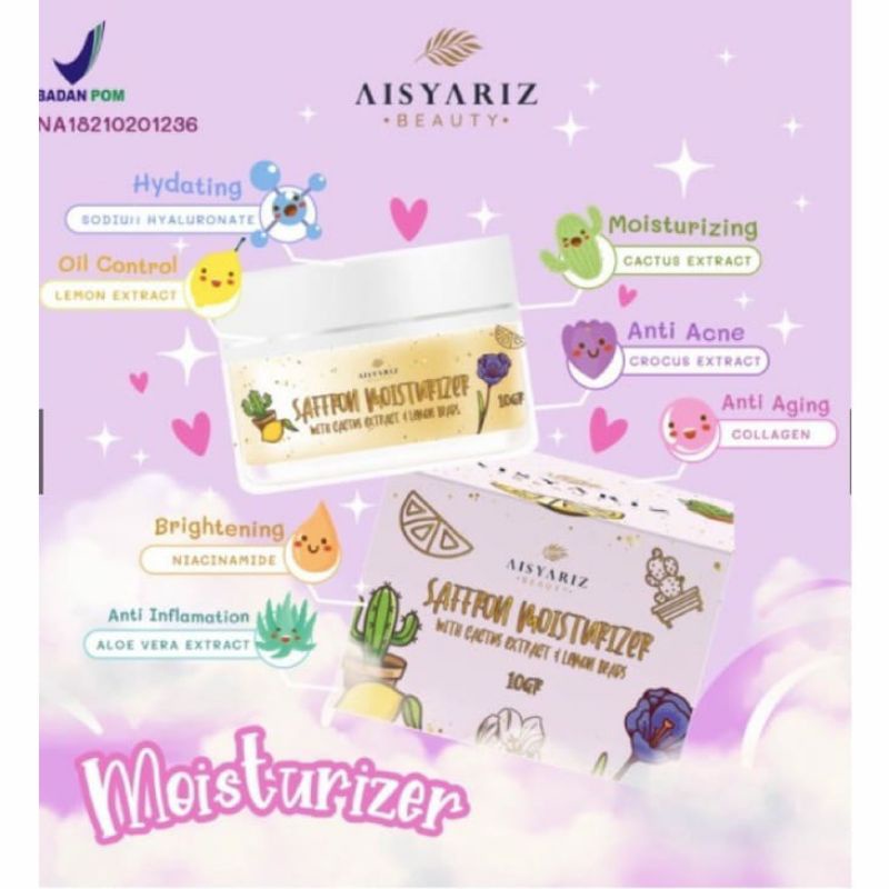 AISYARIZ SAFFRON MOISTURIZER WITH CACTUS DAN LEMON/MOISTURIZER WAJAH/SAFFRON MOISTURIZER AISYARIZ/SKINHELP/MASKER WAJAH