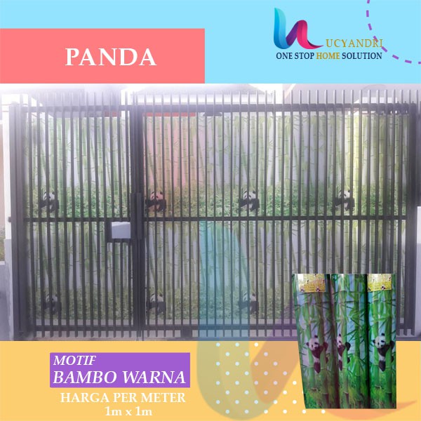 Plat Pagar Fiber Plastik Penutup Pagar Motif Bambu Warna Panda