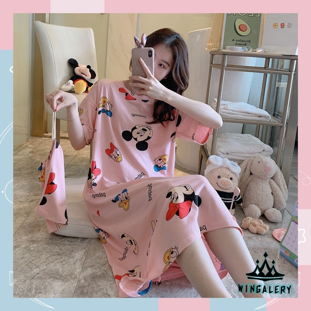 WINGALERY  Daster  Wanita Daster Lucu Motif Korea Baju Tidur  Wanita  Fit to L 4014