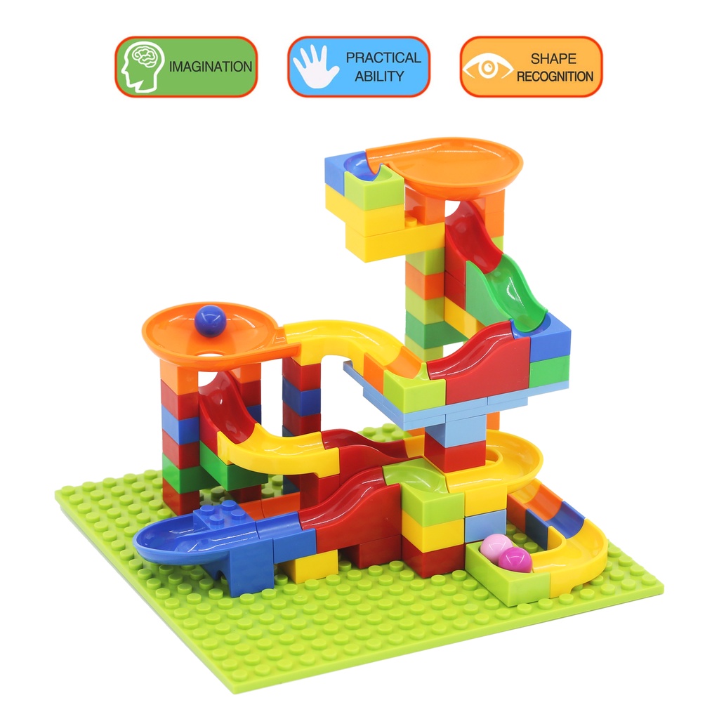 Kereta mainan kereta mainan anak laki-laki puzzle mobil DIY merakit kereta mainan anak-anak 168pcs Mainan Building Brick Marble Race Run Maze Block Balok Susun Track Slide Ball New