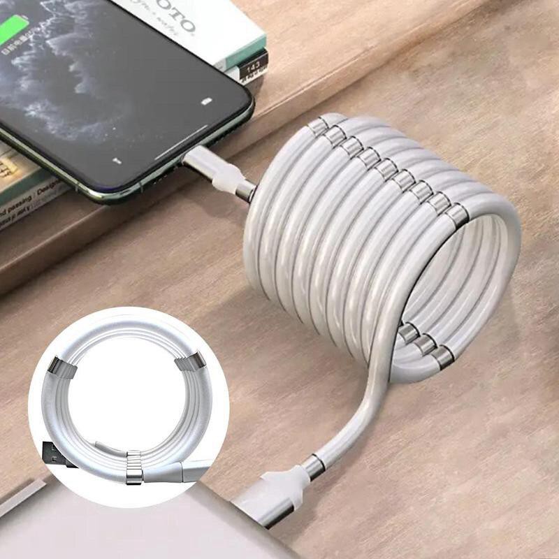 Supercalla Kabel Charger Magnetik Anti Kusut Untuk Iphone, Micro, Type-C 1m dan 1,8m High Quality