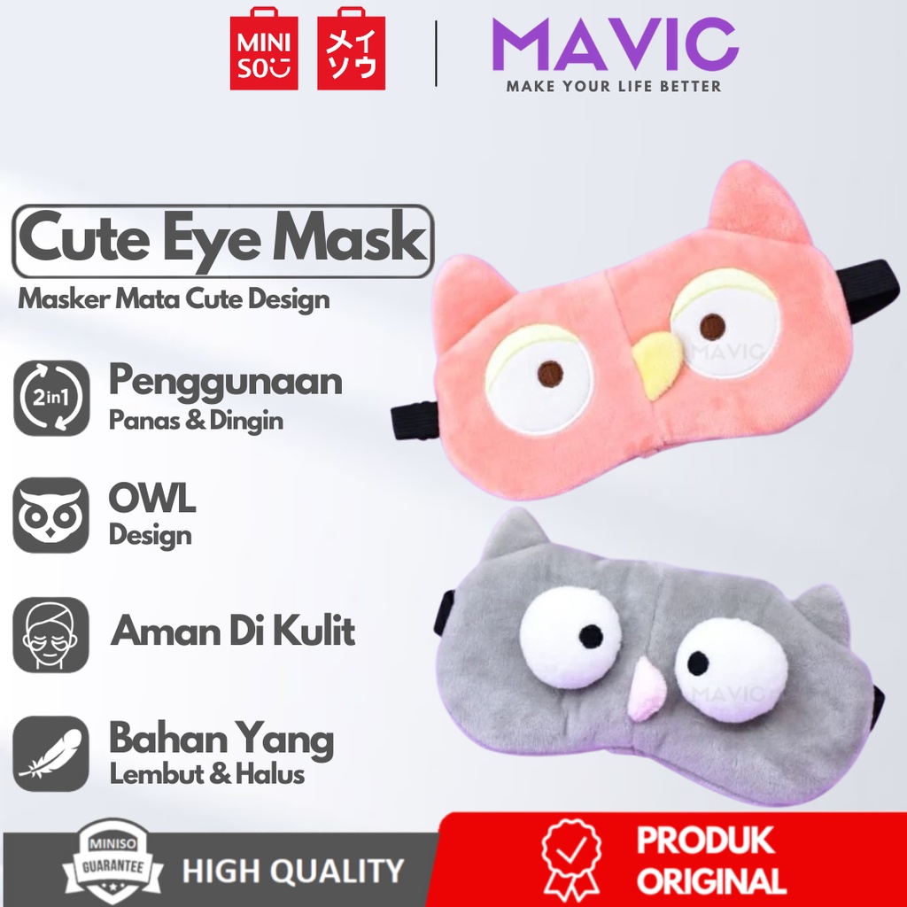 Jual MINISO Penutup Mata Cute Eye Mask Cover Masker Tidur Sleeping Mask