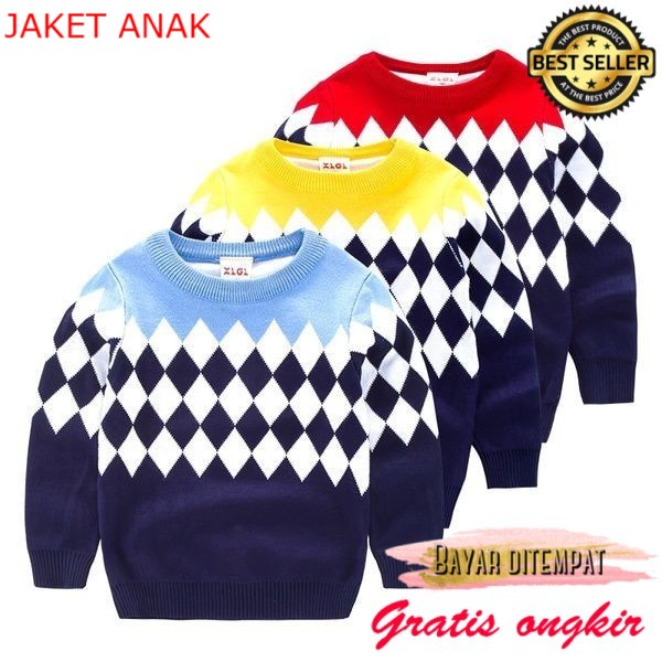Sweater Rajut Anak Rhombo Tribal / Kids Knit Rhombo Sweater s balita kecil sd lucu korea anime