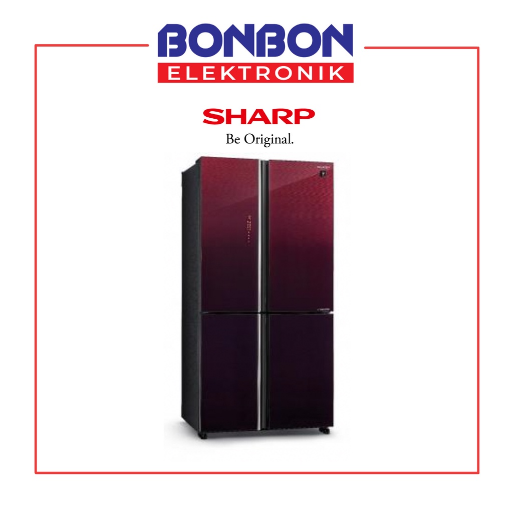 Sharp Kulkas Side By Side 4 Pintu SJ-IF91PG-GR Gloss Red