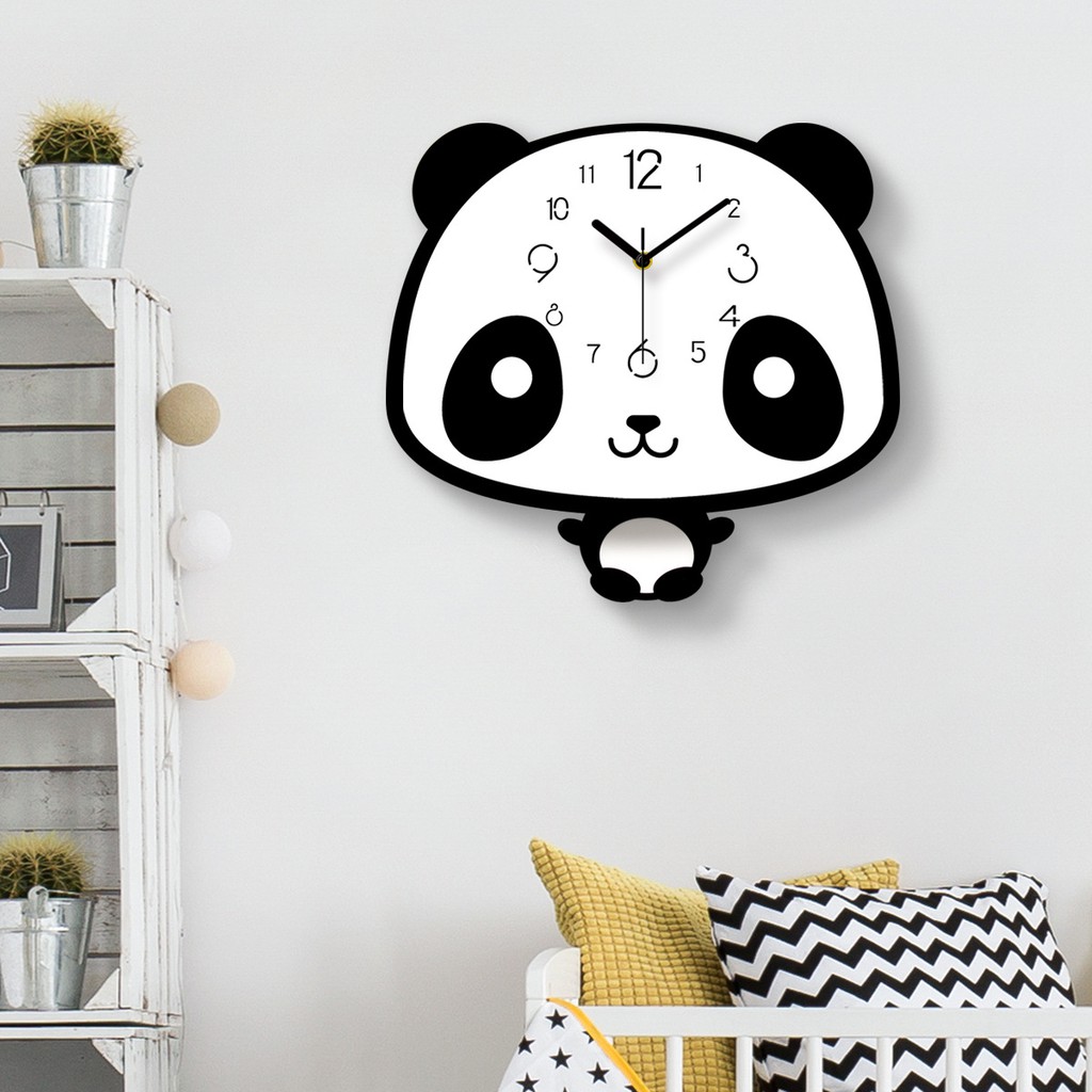 Jam Dinding Kreatif Bentuk Lucu Panda Ayunan Seri Hitam Putih Jam Dinding Kreatif Bentuk Lucu Panda Ayunan Seri Hitam Putih