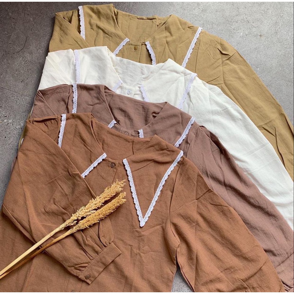 1KG MUAT 5PCS | CAREY BLOUSE LINEN RAMI RENDA EMBROIDERY HITS OOTD SELEBGRAM FASHION GROSIR MURAH WANITA KOREAN STYLE