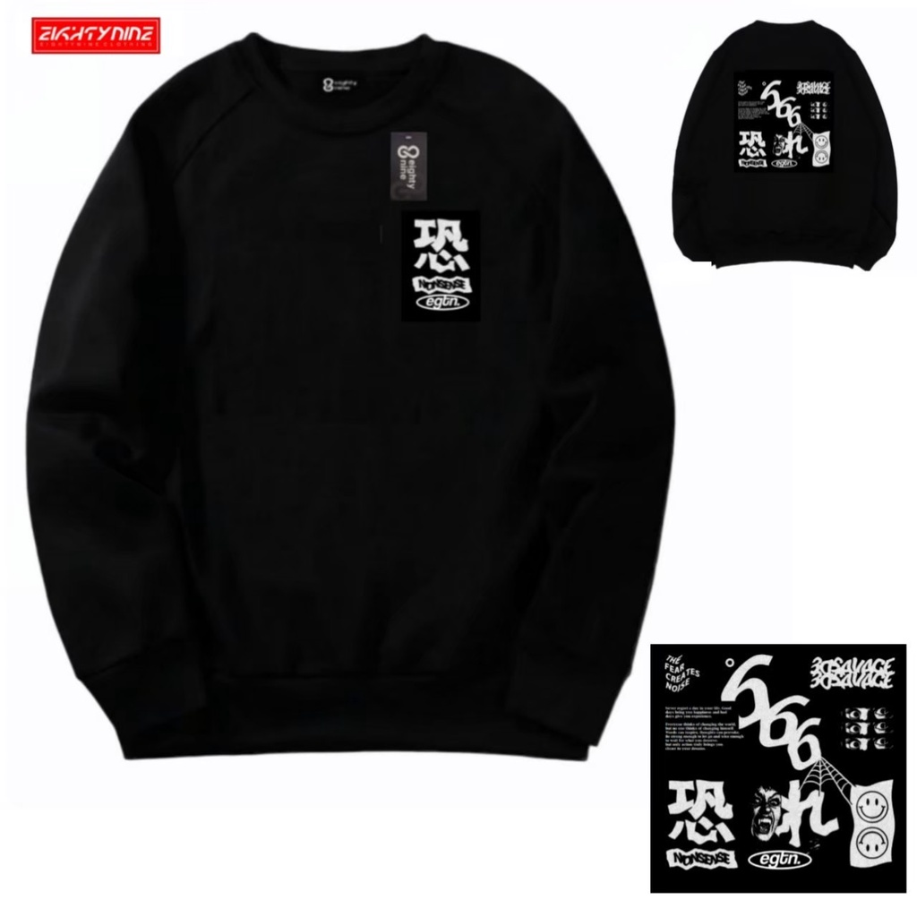 Sweatshirt Crewneck S66 Society Japan Black Keren Simple Terbaru