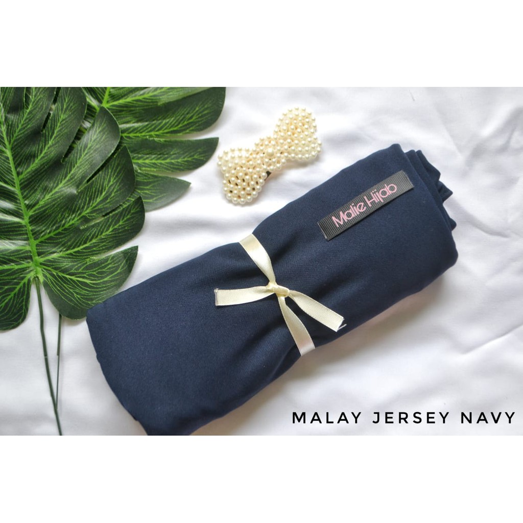 READY - Hijab Bergo Malay Jersey Premium Malie Instan Murah / Khimar Jihan (MJ)-Navy