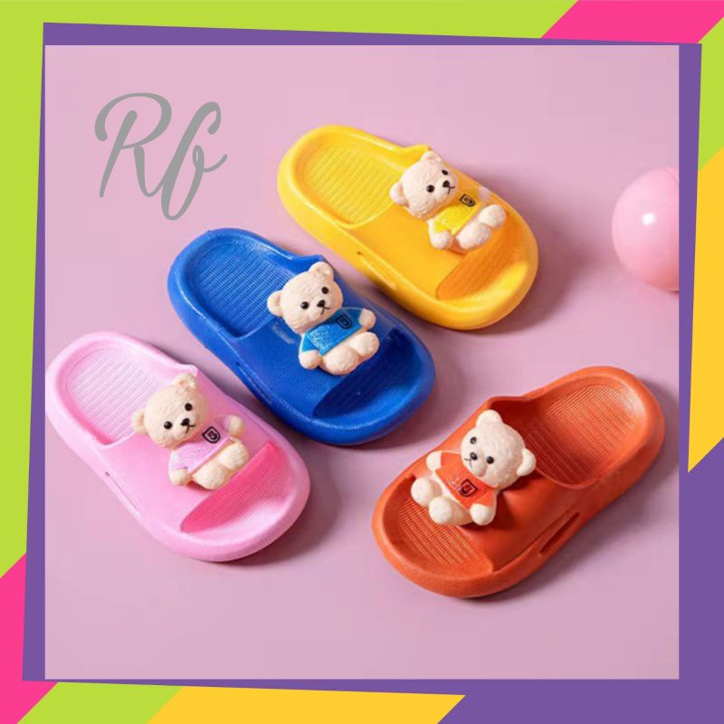 Sandal Slop Karet Anak Karakter Boneka Bear Import RF