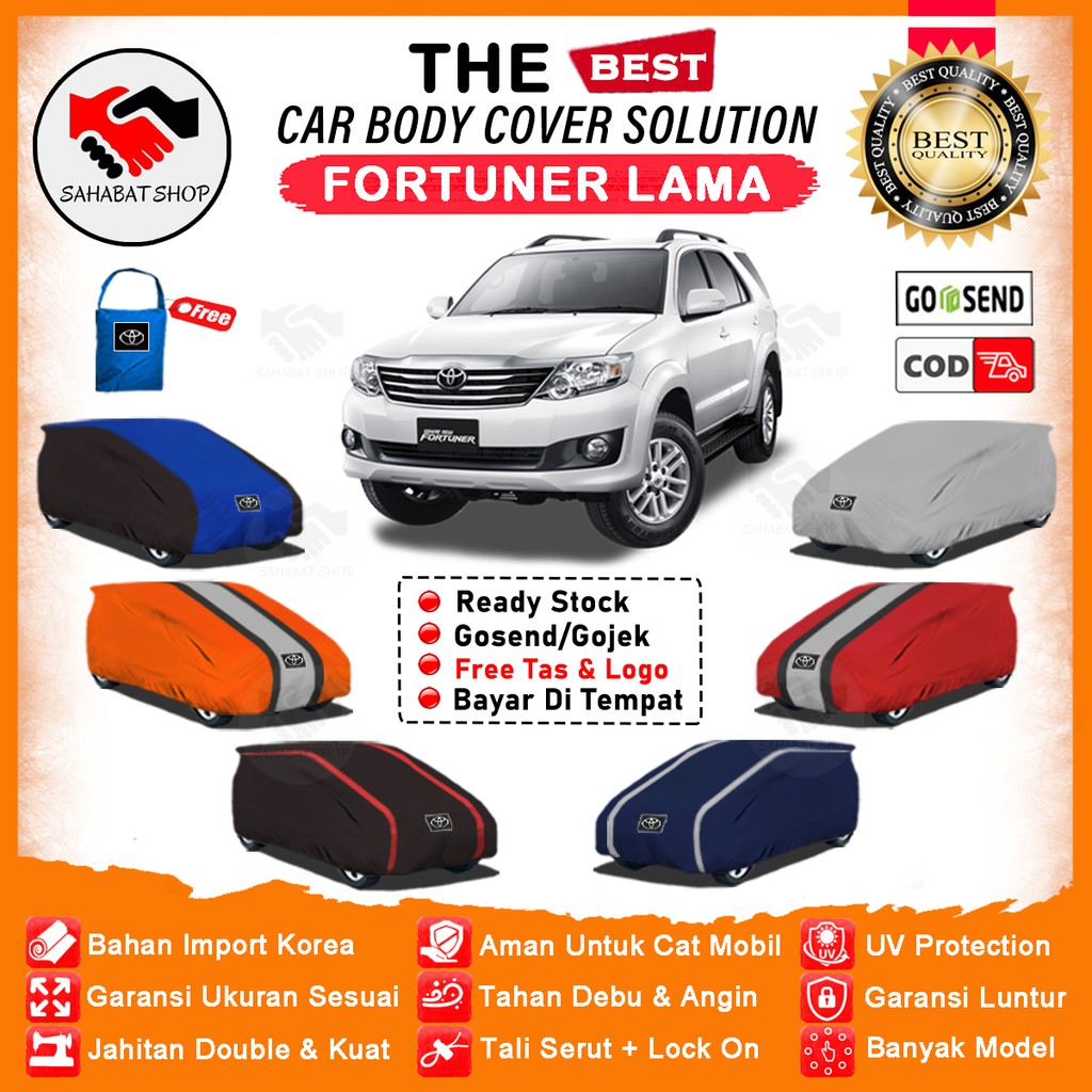 Sahabat Body Cover Mobil Fortuner / Sarung Penutup Toyota Fortuner Lama Outdoor / Selimut Tutup Mantel Jas Terpal Mantol Kerudung Pelindung Pembungkus Kelambu Tutupan Bungkus Kerodong Mobil Fortuner Waterproof Anti Air Model Orange