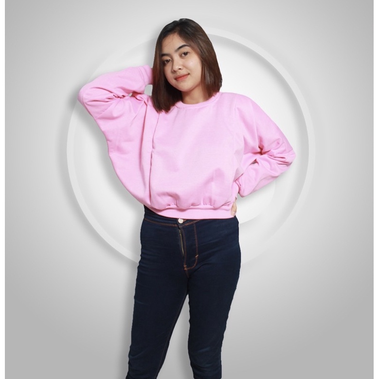 SWEATEE CROP WANITA OVERSIZE BAHAN FLEECE